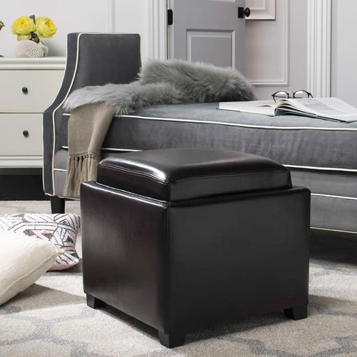 Alesea Faux Leather Ottoman, Espresso