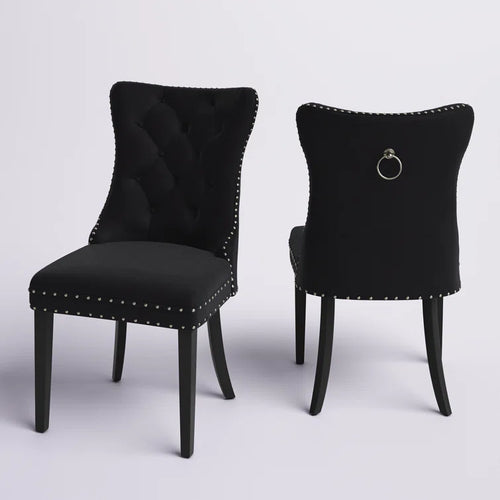 Alexes Tufted Velvet Wing Back Dining Chair (Set of 2)