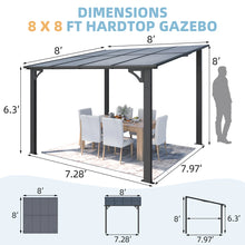 Load image into Gallery viewer, Aluminum Pergola with Canopy 8&#39; x 8&#39;, Black