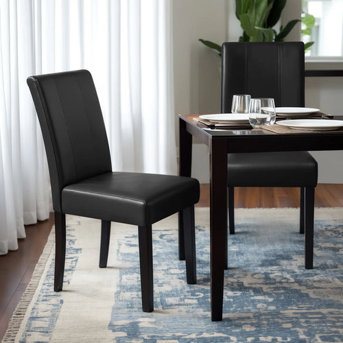 Anirvin Faux Leather Waterproof Upholstered Dining Chair (Set of 2), Black