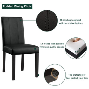 Anirvin Faux Leather Waterproof Upholstered Dining Chair (Set of 2), Black