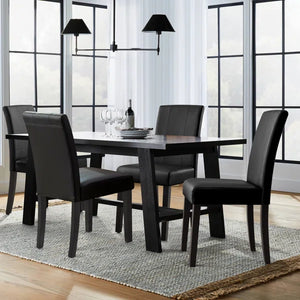 Anirvin Faux Leather Waterproof Upholstered Dining Chair (Set of 2), Black