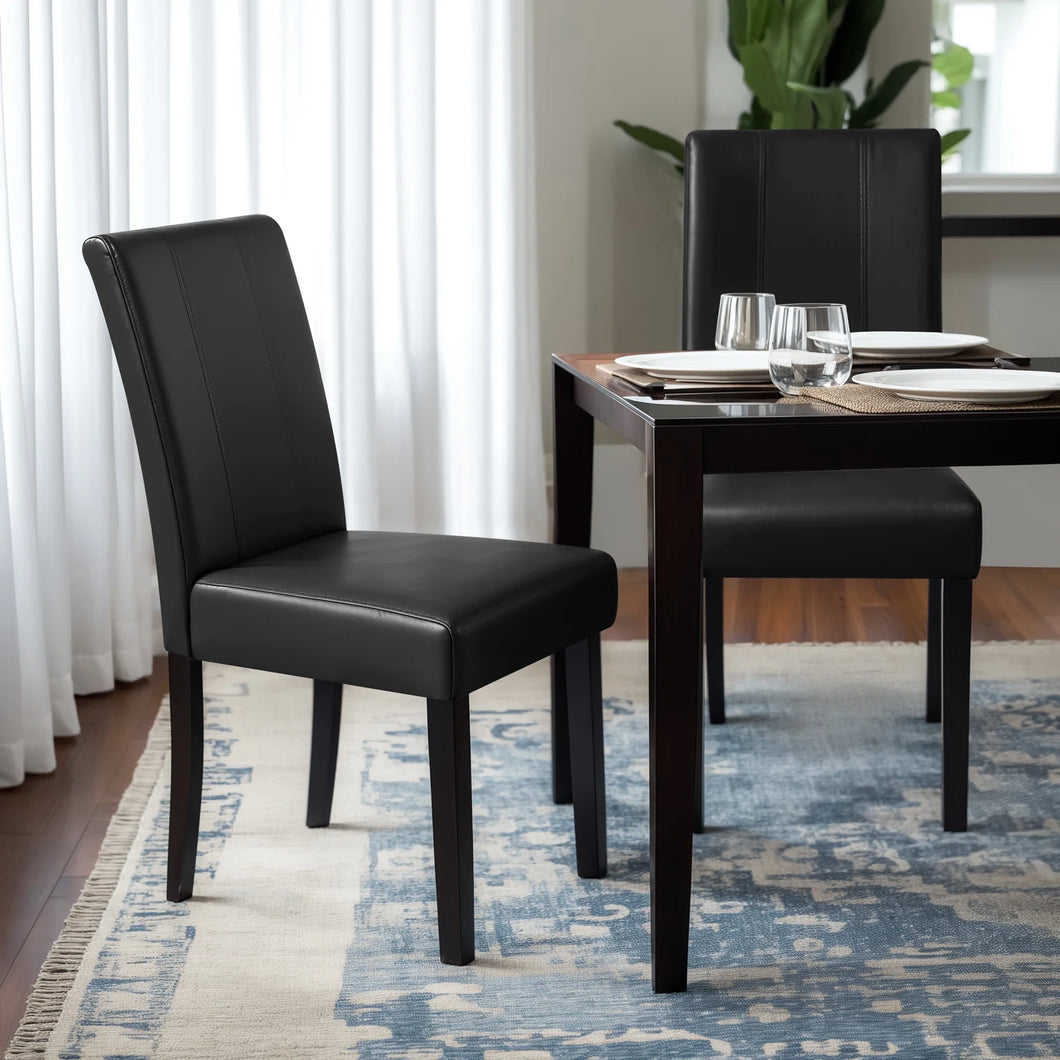 Anirvin Faux Leather Waterproof Upholstered Dining Chair (Set of 2), Black