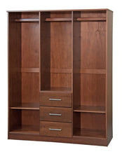 Load image into Gallery viewer, Aveah 100% Solid Wood 3-door Wardrobe Armoire with Mirrored Door, Mocha