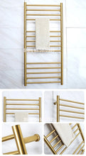 Load image into Gallery viewer, Brushed gold electric hardwire towel warmer CSA size 24&quot;x42&quot;