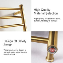 Load image into Gallery viewer, Brushed gold electric hardwire towel warmer CSA size 24&quot;x42&quot;