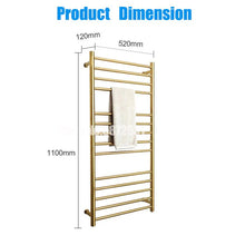 Load image into Gallery viewer, Brushed gold electric hardwire towel warmer CSA size 24&quot;x42&quot;