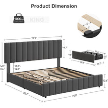 Load image into Gallery viewer, 4 Storage Drawer KING Bed Frame With And Adjustable Headboard, Upholstered Platform Bed Frame