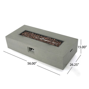 56" Belle Rectangle Concrete Propane Smokeless Fire Pit Table