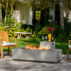 56" Belle Rectangle Concrete Propane Smokeless Fire Pit Table