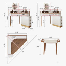 Load image into Gallery viewer, Berrydale Modern Corner Makeup Vanity Table with LED Mirror, Stool