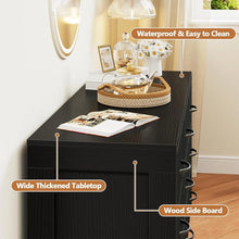 Load image into Gallery viewer, 9 Drawer Black Dresser/TV Stand for 65 Inch TV, Wooden Top Side