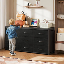 Load image into Gallery viewer, 9 Drawer Black Dresser/TV Stand for 65 Inch TV, Wooden Top Side