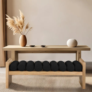 52" Boucle Fabric Wood Bench