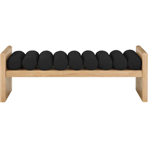 52" Boucle Fabric Wood Bench