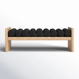 52" Boucle Fabric Wood Bench
