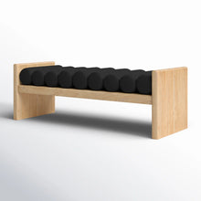 Load image into Gallery viewer, 52&quot; Boucle Fabric Wood Bench
