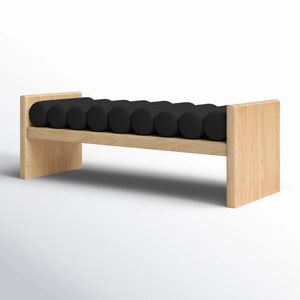 52" Boucle Fabric Wood Bench