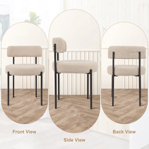 Boucle Upholstered Dining Chair With Back (Set of 2)