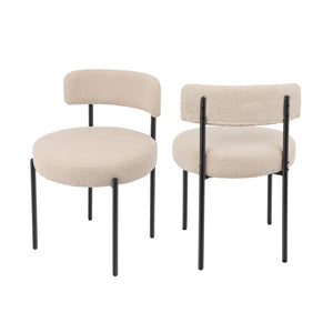 Boucle Upholstered Dining Chair With Back (Set of 2)