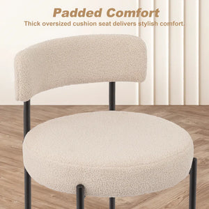 Boucle Upholstered Dining Chair With Back (Set of 2)