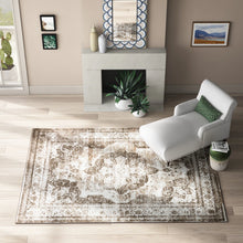 Load image into Gallery viewer, 7&#39;10&quot; x 11&#39; Brandt Oriental Indoor Rug, Light Brown, Chocolate, Ivory