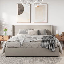 Load image into Gallery viewer, Braya Hydraulic Lift Up Storage Upholstered Platform Bed, KING/BEIGE