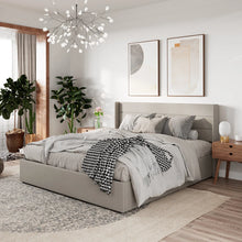 Load image into Gallery viewer, Braya Hydraulic Lift Up Storage Upholstered Platform Bed, KING/BEIGE