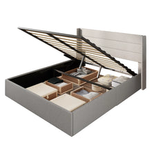 Load image into Gallery viewer, Braya Hydraulic Lift Up Storage Upholstered Platform Bed, KING/BEIGE
