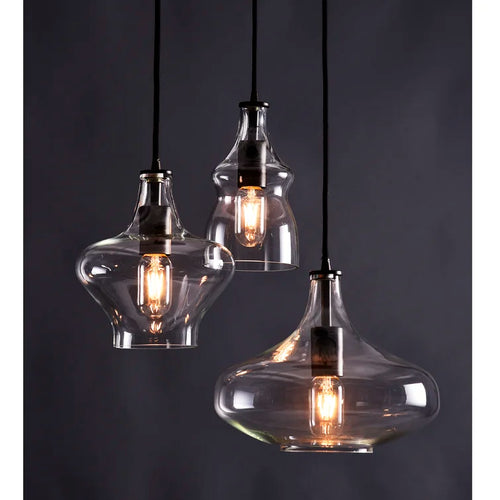 Brie 3 - Light Antique Black Finish (Black Base With Brushes Of Brown) Cluster Pendant