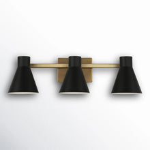 Load image into Gallery viewer, Byers 3 - Light Dimmable Vanity Light, gold / black