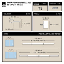 Load image into Gallery viewer, 66-120” CAPPA Single Steel Curtian Rod