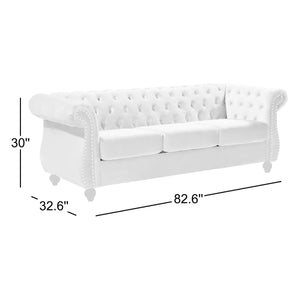 Felder Velvet Rolled Arm Sofa 82.6" IVORY