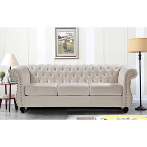 Felder Velvet Rolled Arm Sofa 82.6" IVORY