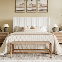 Load image into Gallery viewer, Candler Velvet Upholstered Platform Bed with Wingback Headboard and Wooden Slats FULL