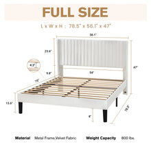 Load image into Gallery viewer, Candler Velvet Upholstered Platform Bed with Wingback Headboard and Wooden Slats FULL