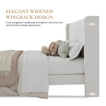 Load image into Gallery viewer, Candler Velvet Upholstered Platform Bed with Wingback Headboard and Wooden Slats FULL