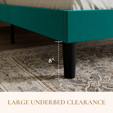 Load image into Gallery viewer, Queen Size Velvet Wingback Platform Bed, Wooden Slats