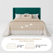 Load image into Gallery viewer, Queen Size Velvet Wingback Platform Bed, Wooden Slats