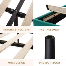 Load image into Gallery viewer, Queen Size Velvet Wingback Platform Bed, Wooden Slats