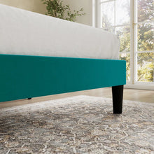 Load image into Gallery viewer, Queen Size Velvet Wingback Platform Bed, Wooden Slats