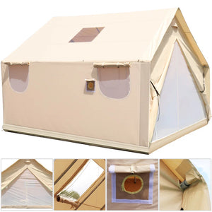 Canvas Wall Tent 14x16 FT w Frame, Fire Water Repellent 12 People For Camping