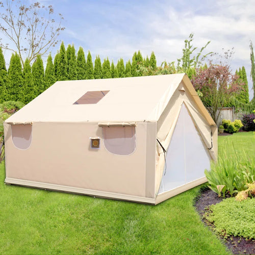 Canvas Wall Tent 14x16 FT w Frame, Fire Water Repellent 12 People For Camping