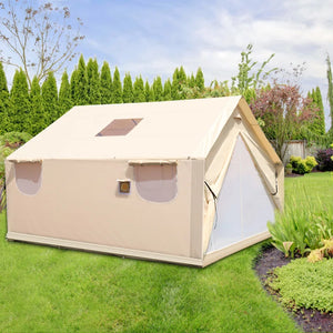 Canvas Wall Tent 14x16 FT w Frame, Fire Water Repellent 12 People For Camping