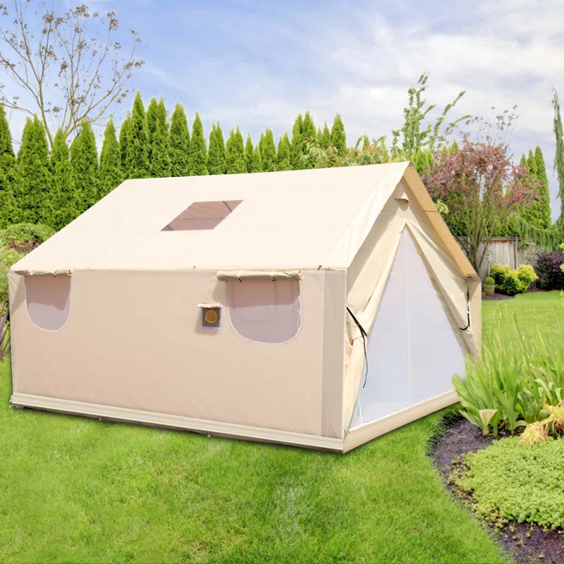 Canvas Wall Tent 14x16 FT w Frame, Fire Water Repellent 12 People For Camping