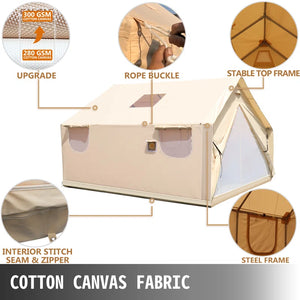 Canvas Wall Tent 14x16 FT w Frame, Fire Water Repellent 12 People For Camping