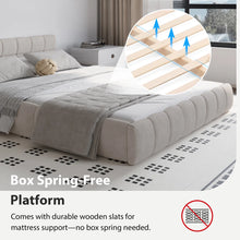 Load image into Gallery viewer, 66.5&quot; Chenille Upholstered Bed Frame With Headboard - Queen