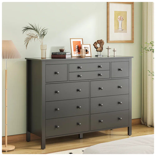 10 Drawer Chest of Drawers Dresser, 10 Drawer Cabinet, Black