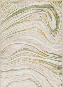 8'10" x 12" Chloe-Anne Modern Abstract Marble Design Green Area Rug