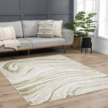 Load image into Gallery viewer, 8&#39;10&quot; x 12&quot; Chloe-Anne Modern Abstract Marble Design Green Area Rug